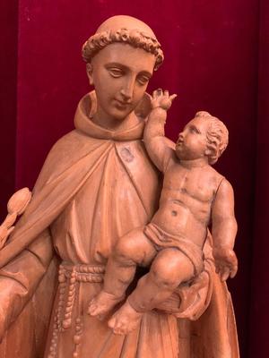 St. Anthony Statue en Fully hand-carved wood , Belgium 19 th century ( Anno 1855 )