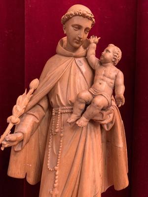 St. Anthony Statue en Fully hand-carved wood , Belgium 19 th century ( Anno 1855 )