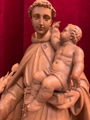 St. Anthony Statue en Fully hand-carved wood , Belgium 19 th century ( Anno 1855 )