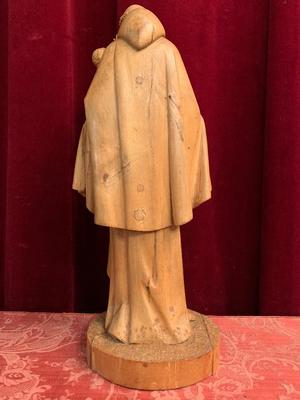 St. Anthony Statue en Fully hand-carved wood , Belgium 19 th century ( Anno 1855 )