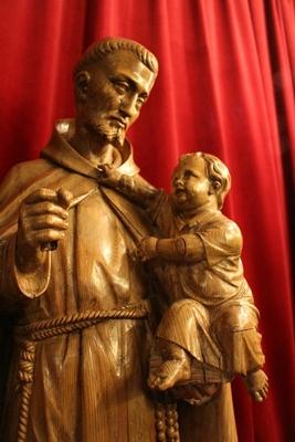 St. Anthony Statue en hand-carved wood , Dutch 19th century ( anno 1870 )