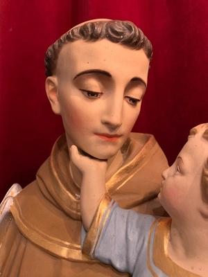 St. Antonius & Child en Terra-Cotta polychrome, France 19th century ( anno 1890 )