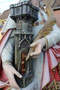 St. Barbara Statue  en PLASTER POLYCHROME, Belgium 19th century