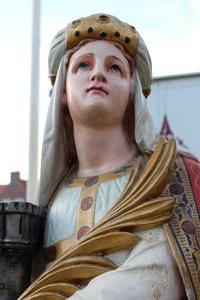 St. Barbara Statue  en PLASTER POLYCHROME, Belgium 19th century
