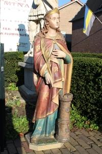 St. Barbara Statue en plaster polychrome, France 19th century