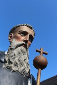 St. Benedict Statue en plaster polychrome, France 19th century