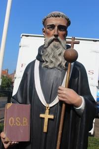 St. Benedict Statue en plaster polychrome, France 19th century