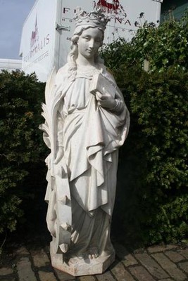 St. Catherine Statue en Terra-Cotta polychrome, France 19th century