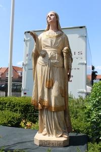 St. Cecilia Statue en plaster polychrome, France 19th century