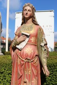 St. Cecilia Statue en plaster polychrome, France 19th century