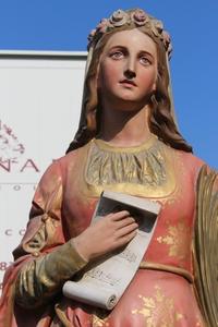 St. Cecilia Statue en plaster polychrome, France 19th century