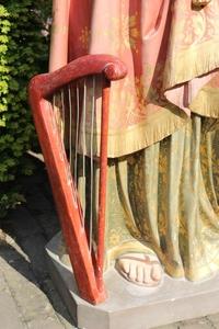 St. Cecilia Statue en plaster polychrome, France 19th century