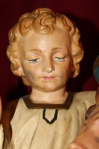 St. Christoph Statue en plaster polychrome, France 19th century