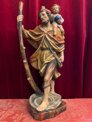 St. Christophorus  en Carved Wood Polychrome, Southern Germany 20th century