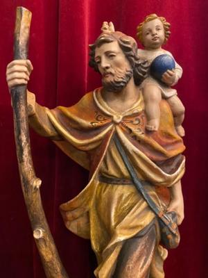 St. Christophorus  en Carved Wood Polychrome, Southern Germany 20th century