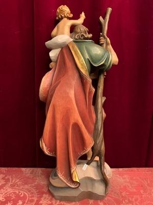 St. Christophorus Total Height 84 Cm.  en Wood, Southern Germany 20th Century