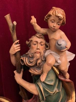 St. Christophorus Total Height 84 Cm.  en Wood, Southern Germany 20th Century