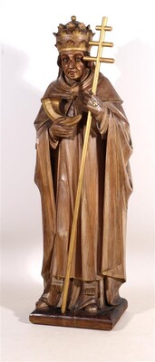 St. Cornelius Sculpture  en Hand Carved Wood, Netherlands  20 th century ( Anno 1920 )