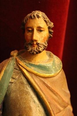 St. Donatus Statue en hand-carved wood polychrome, France 19th century