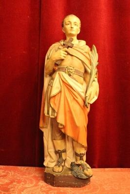 St. Expeditus Statue en Terra-Cotta polychrome, France 19th century