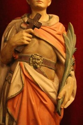 St. Expeditus Statue en Terra-Cotta polychrome, France 19th century