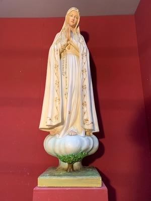 St. Fatima Statue Height 155 Cm ! en Plaster polychrome, Belgium 19th century