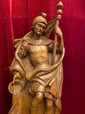 St. Florian Statue en Carved Wood , Southern Germany 20th century