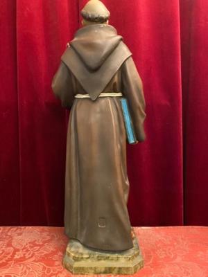 St. Francis Statue en Plaster polychrome / Glass Eyes, Olot Spain 20 th century ( Anno 1910 )