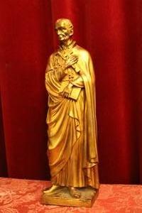 St. Gerardus Majella Statue en Bronze / Gilt, Belgium 19th century