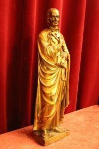 St. Gerardus Majella Statue en Bronze / Gilt, Belgium 19th century