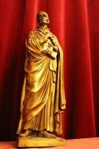 St. Gerardus Majella Statue en Bronze / Gilt, Belgium 19th century