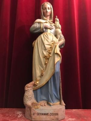 St. Germaine Statue en Terra-Cotta polychrome, France 19th century ( anno 1895 )