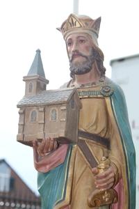 St. Henricus en Terra-Cotta polychrome, France 19th century