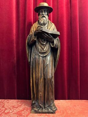 St. Hieronymus Statue en Hand - Carved Wood , Belgium  19 th century ( Anno 1865 )