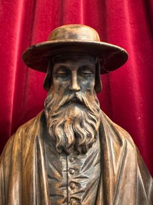 St. Hieronymus Statue en Hand - Carved Wood , Belgium  19 th century ( Anno 1865 )