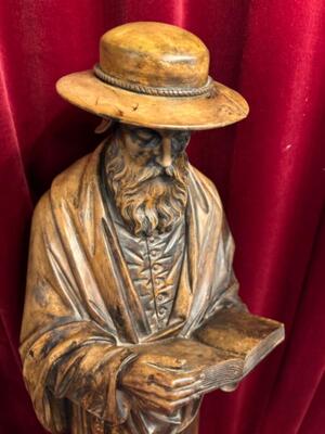 St. Hieronymus Statue en Hand - Carved Wood , Belgium  19 th century ( Anno 1865 )