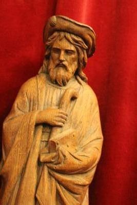 St. Jacobus  De Compostella  en hand-carved wood Oak, France 19th century ( anno about 1870 )