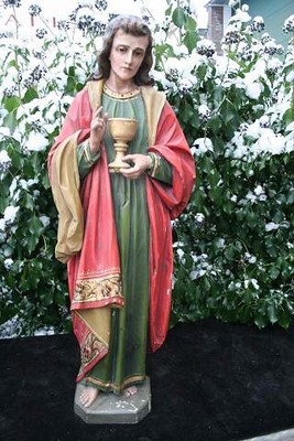 St. John Statue en wood polychrome, France 19th century