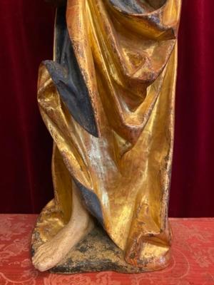 St. John Statue  en hand-carved wood polychrome, Southern Germany 20th Century