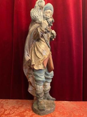 St. John Statue  en hand-carved wood polychrome, Southern Germany 20th Century