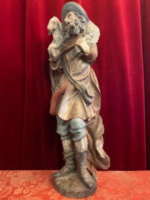 St. John Statue  en hand-carved wood polychrome, Southern Germany 20th Century