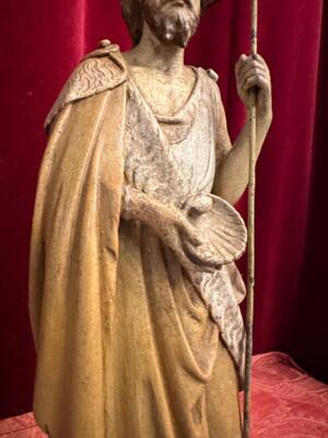 St. John The Baptist Sculpture en Hand - Carved Wood , Belgium  19 th century