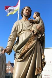 St. Joseph Statue en wood polychrome, Belgium 19th century