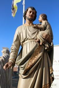 St. Joseph Statue en wood polychrome, Belgium 19th century