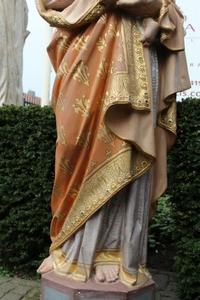 St. Joseph Statue en Terra-Cotta polychrome, France 19th century