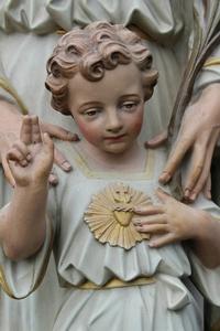 St. Joseph Statue en Terra-Cotta polychrome, France 19th century