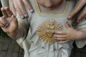 St. Joseph Statue en Terra-Cotta polychrome, France 19th century