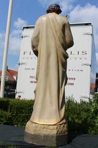 St. Joseph Statue en plaster polychrome, Belgium 19th century