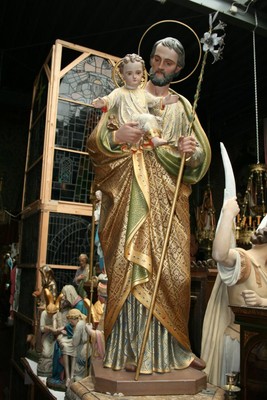St. Joseph Statue en WOOD-PAP, FRANCE 19TH CENTURY
