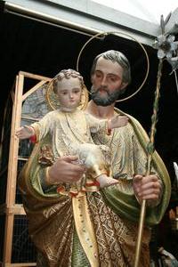 St. Joseph Statue en WOOD-PAP, FRANCE 19TH CENTURY